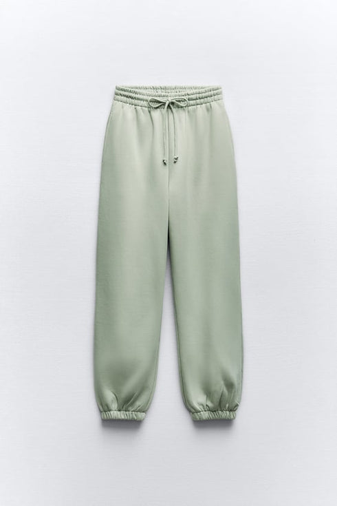 ZARA BASIC FLEECE JOGGERS - SEA GREEN